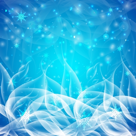 Abstract waves over blue snowflakes   illustration のイラスト素材