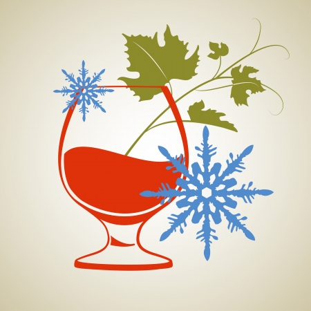 Red wine grass with snowflakes   illustration のイラスト素材
