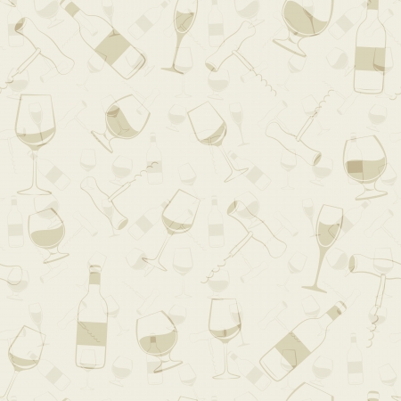 Wine glass, bottle and screw seamless patern  illustration のイラスト素材