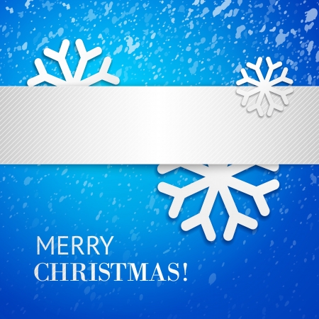 Blue Christmas card with snowflakes and place for text.のイラスト素材