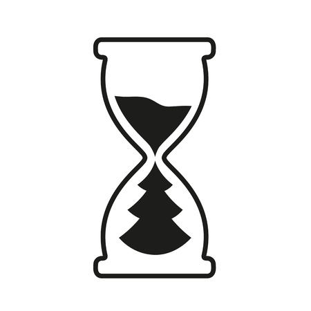 Hourglass time icon with Christmas tree metaphor.のイラスト素材