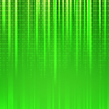 Binary code flowing over a green background  Vector illustration のイラスト素材