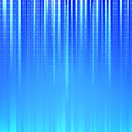 Binary code flowing over a blue background  Vector illustration のイラスト素材