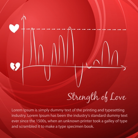 Rising love diagram over red backgroundのイラスト素材
