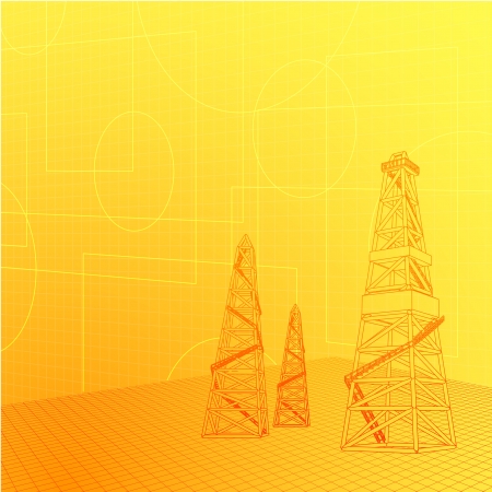 Industrial banner over orange backdrop  Vector illustrationのイラスト素材