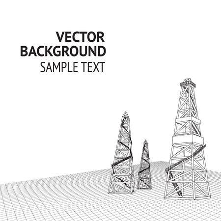 Oil derrick background with sample text  Vector illustrationのイラスト素材