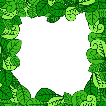 Fresh green leaves on white background  Vector illustration, eps10, contains transparencies, gradients and effects のイラスト素材
