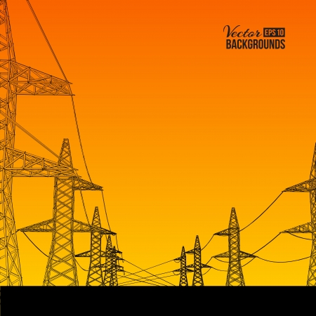 Electric power transmission  Vector illustration, contains transparencies, gradients and effects のイラスト素材