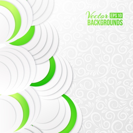 Abstract green paper circles  Vector illustration, contains transparencies, gradients and effects のイラスト素材