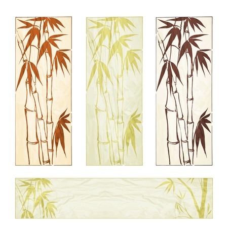 Bamboo banner set  illustration, contains transparencies, gradients and effects のイラスト素材
