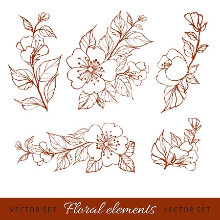 Abstract flower set  illustration, contains transparencies, gradients and effects のイラスト素材