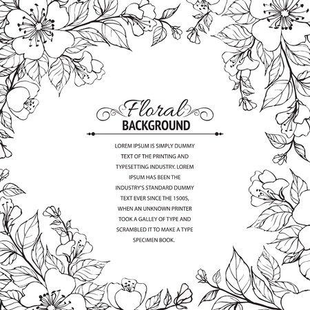 Flower frame  illustration, contains transparencies, gradients and effects のイラスト素材