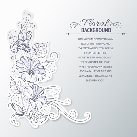 Bindweed on a gray background with empty space  illustration, contains transparencies, gradients and effects のイラスト素材