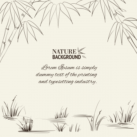 Bamboo frame for your text  Vector illustration のイラスト素材