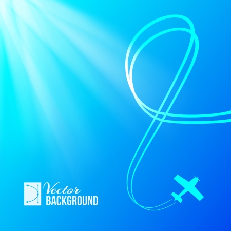 Airplane on blue background with banner  Vector illustration のイラスト素材