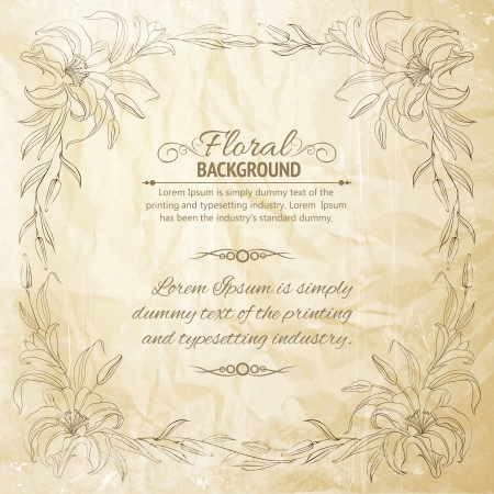 Lily frame for invitations or announcements illustration のイラスト素材