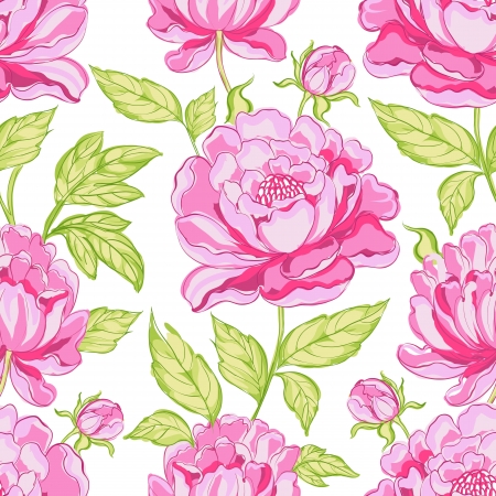Seamless floral pattern, peonies blossom flowers のイラスト素材