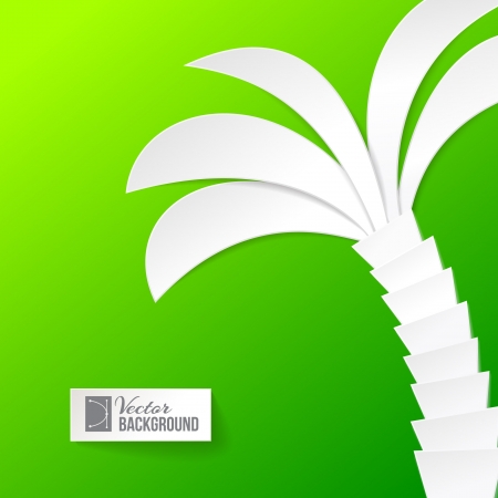 Palm tree on white background, origami  Vector illustration, contains transparencies, gradients and effects のイラスト素材