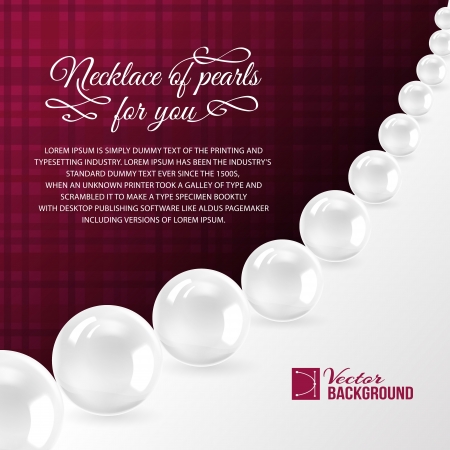 Pearl necklace on red  Vector illustration, contains transparencies, gradients and effects のイラスト素材