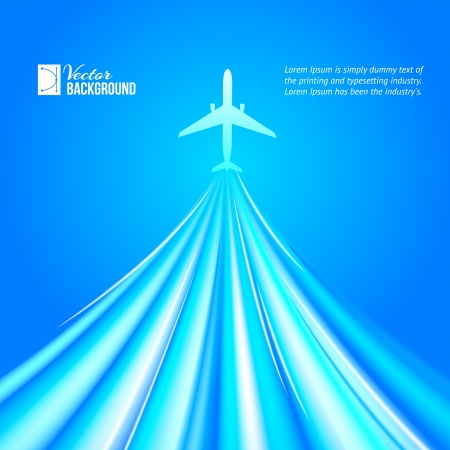Airplane over blue background  Vector illustration, contains transparencies, gradients and effects のイラスト素材