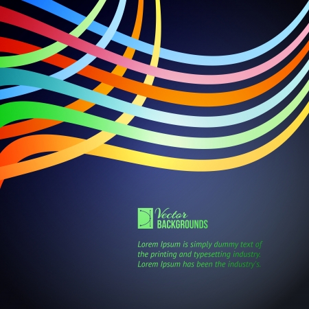 Rainbow lines over blue background illustration のイラスト素材