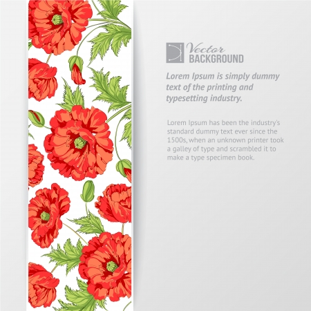Background with beautiful red poppies illustration のイラスト素材
