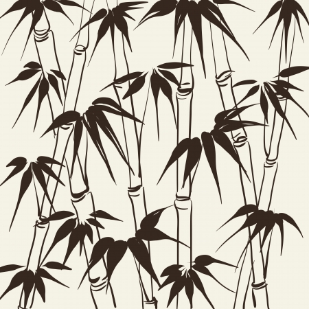 Bamboo with leaves pattern  Vector illustration のイラスト素材