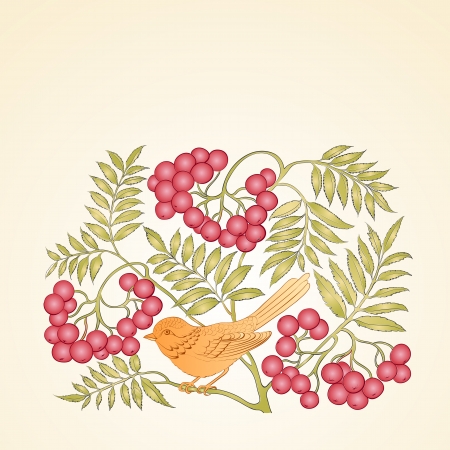 Banner with rowan and place for text. Vector illustration.のイラスト素材