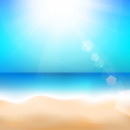 Beach and tropical sea. Vector illustration.のイラスト素材