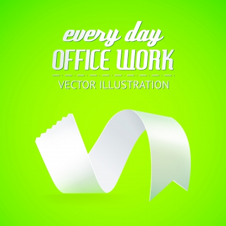 Ribbon white paper over green banner. Vector illustration.のイラスト素材