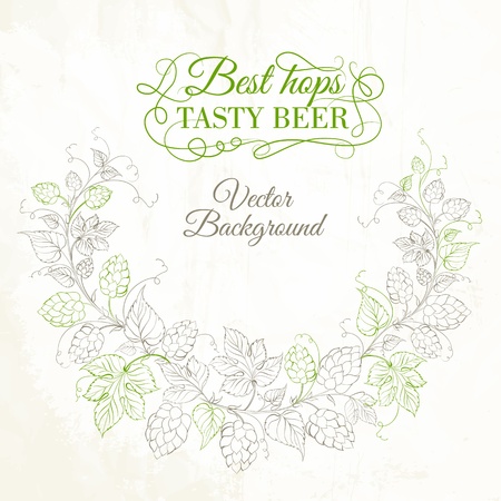 Hops with leafs isolated on white. Vector illustration.のイラスト素材