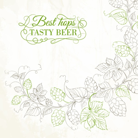Vintage silhouette hop and leafs. Vector illustration.のイラスト素材