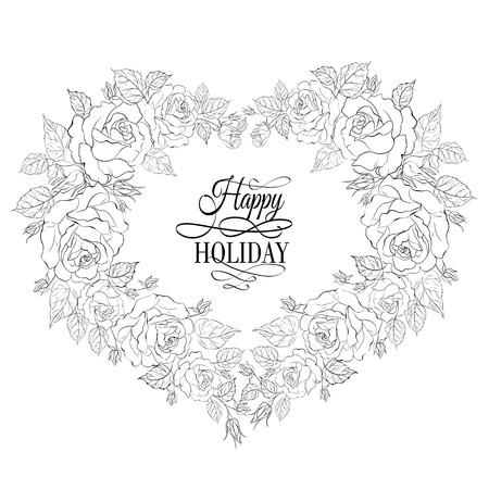 Isolation vintage frame from flowers roses. Vector illustrationのイラスト素材