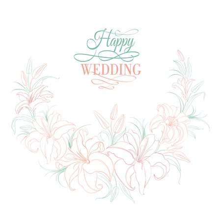 Floral background with blooming lilies. Vector illustration.のイラスト素材