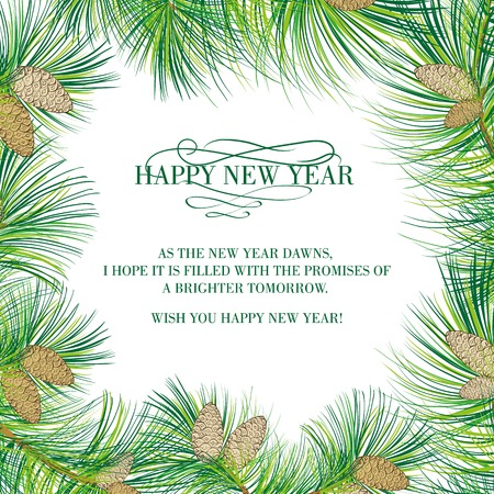 Christmas frame with pinecone isolated on white background. Vector illustration.のイラスト素材