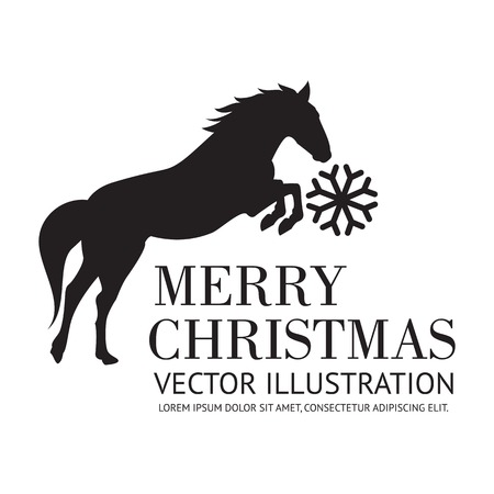 Black horse christmas background. Vector illustration.のイラスト素材
