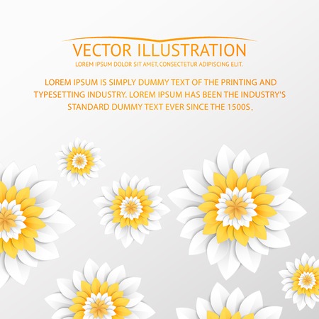 Paper flowers postcard. Vector illustration.のイラスト素材