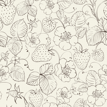 Strawberries seamless pattern. Vector illustration.のイラスト素材