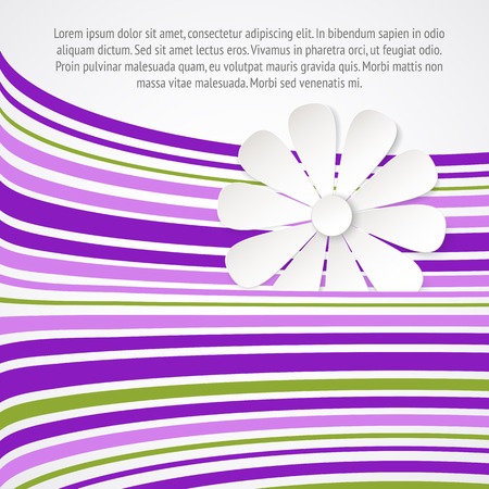 White flower on violet waves. Vector illustration.のイラスト素材