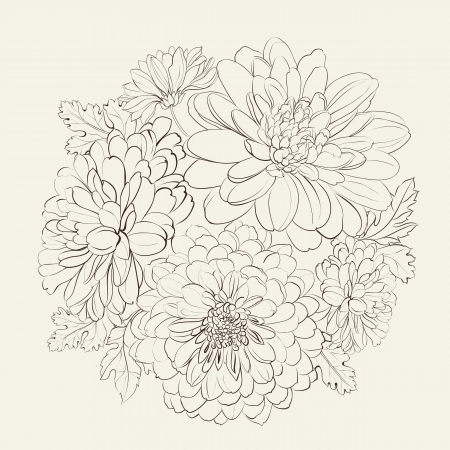 Wreath of beautiful summer flowers, isolated on biege. Vector illustration.のイラスト素材
