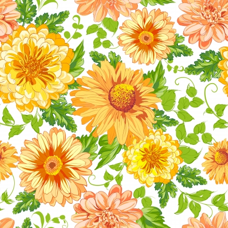 Chrysanthemum Floral Seamlessのイラスト素材