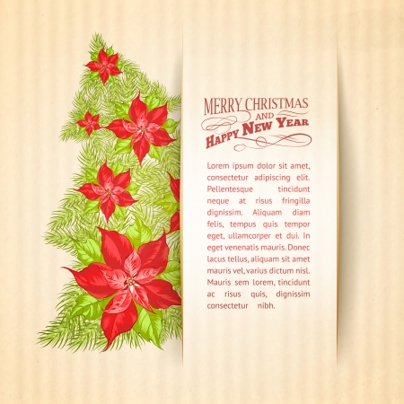 Green spruce made of red poinsettia. Vector illustration.のイラスト素材