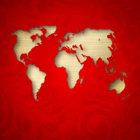 World map over gzhel. Vector illustration.のイラスト素材