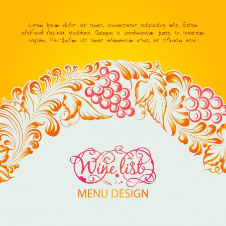 Menu design wine list with wave line. Vector illustration.のイラスト素材