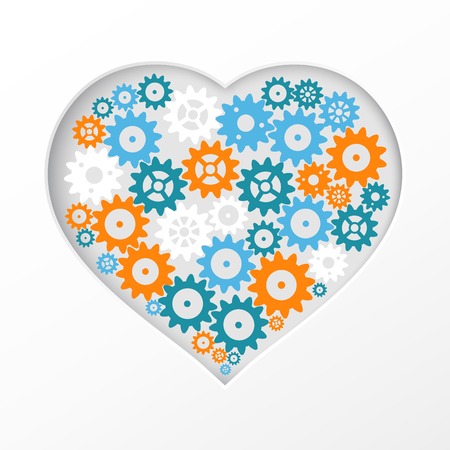 Happy Valentine's gear heart. Vector Illustration.のイラスト素材