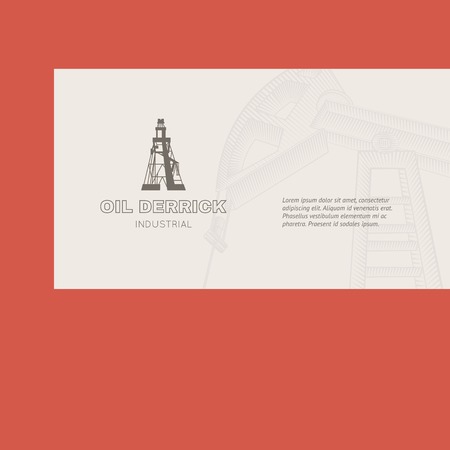 Oil rig card for your business. Vector illustration.のイラスト素材