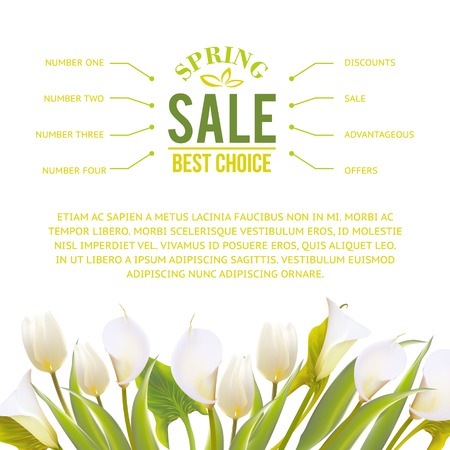 Spring flowers backround with text lettering. Vector illustration.のイラスト素材