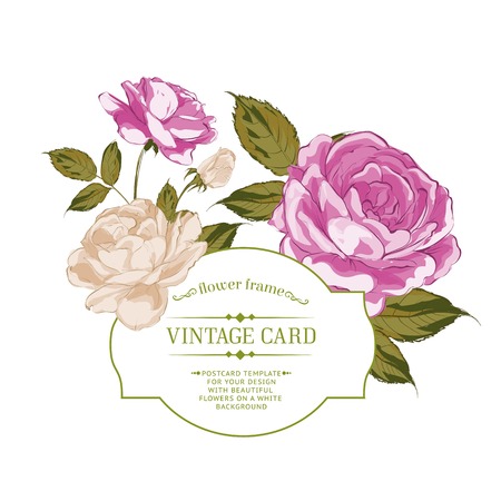 Spring flowers bouquet for vintage card. Vector illustration.のイラスト素材