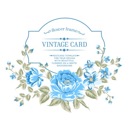 Luxurious color peony background with a vintage label. Vector illistration.のイラスト素材
