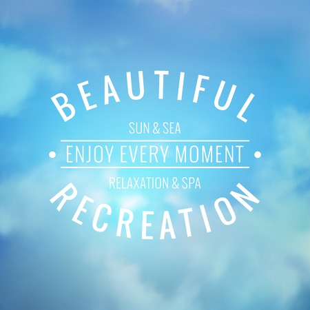 Beautiful recreation text over sky background. Vector illustration.のイラスト素材